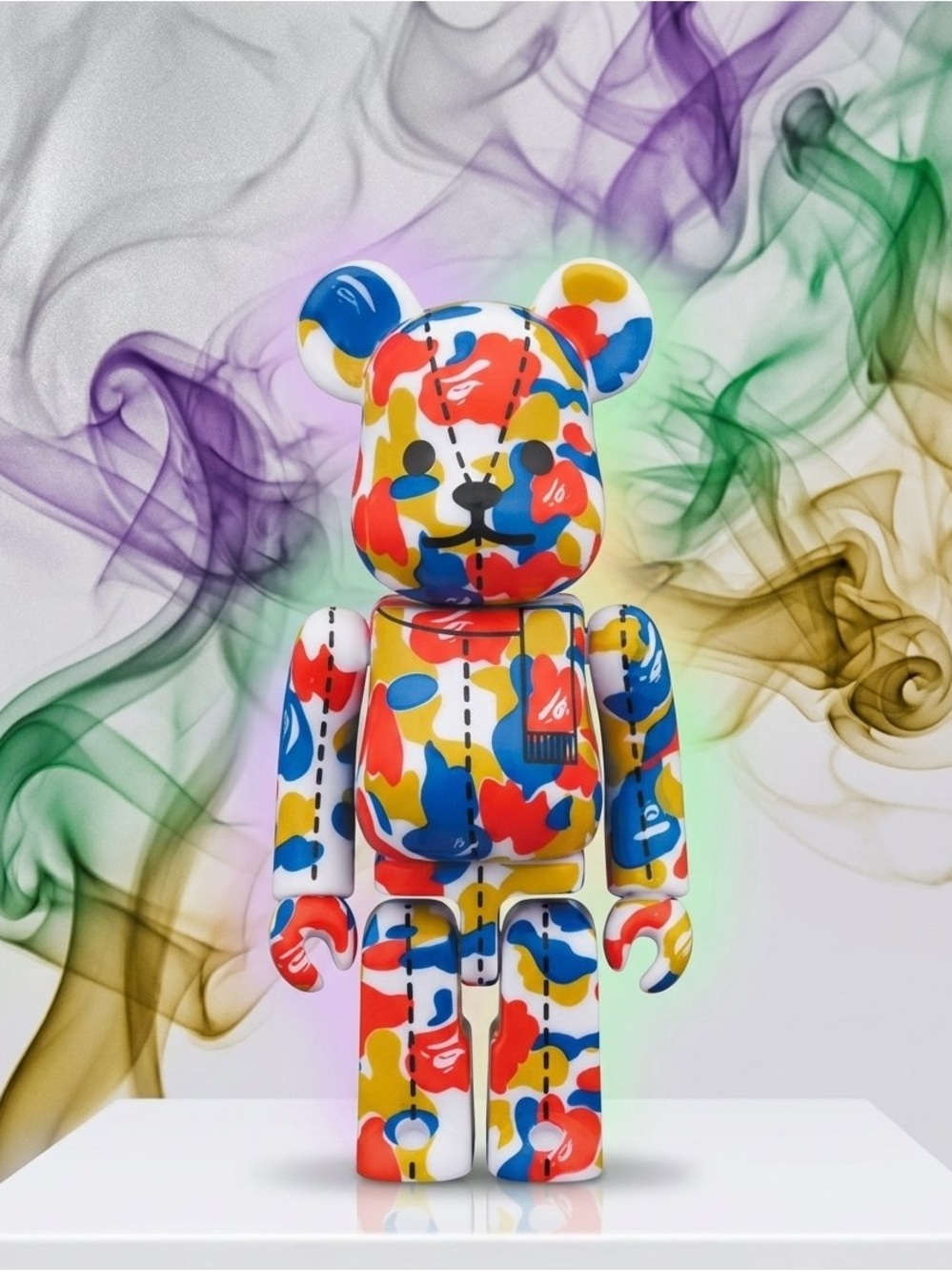 Medicom BEAR BRICK x BAPE 28th Anniversary Camo #4 No Box Red/Blue MOST RARE